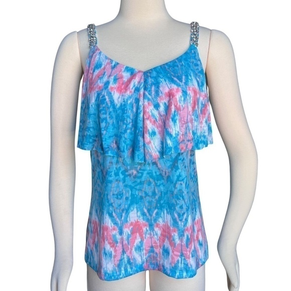 INC International Concepts Endless Summer Top With Rhinestone Straps Size M NWT - Picture 5 of 9